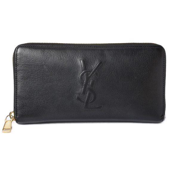 Saint Laurent Paris Wallet Long Wallet Round Zipper Leather Black - Picture 1 of 10